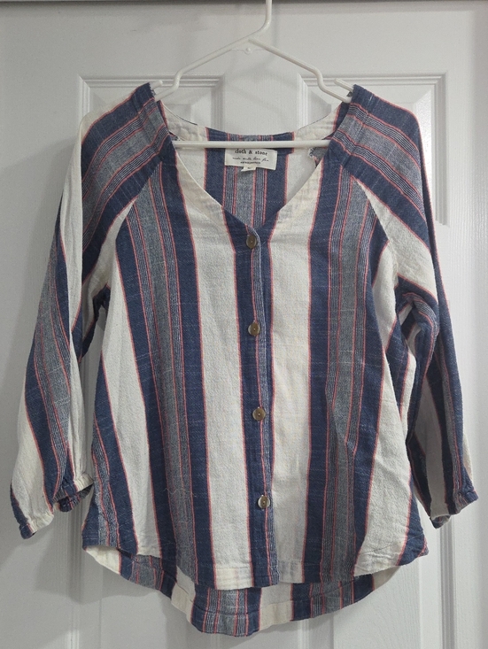 Anthropologie Tops - Anthropologie Blue, White & Red Striped Button-Front Top - Cloth & Stone